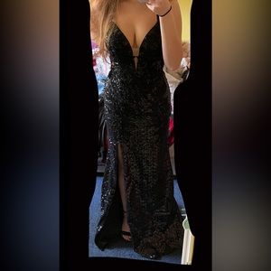 Black, sequin prom dress.
